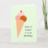 Ice Cream Scoops Cone Cherry Sweet Summer Birthday Kaart (Voorkant)
