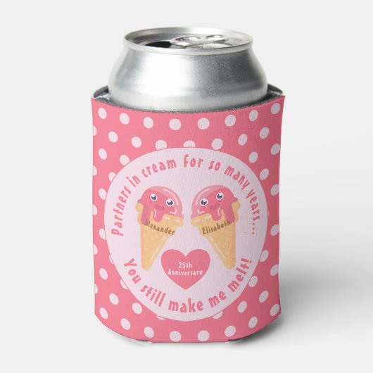 Ice Cream Scoops Cute Romantic Valentijnsdag Blikjeskoeler (Blikje Voorkant)