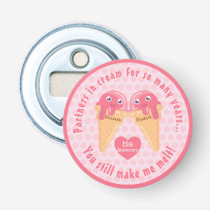 Ice Cream Scoops Cute Romantic Valentijnsdag Button Flesopener