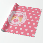 Ice Cream Scoops Cute Romantic Valentijnsdag Cadeaupapier (Uitgerold)