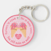 Ice Cream Scoops Cute Romantic Valentijnsdag Sleutelhanger (Achterkant)