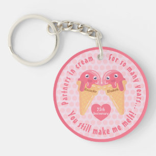 Ice Cream Scoops Cute Romantic Valentijnsdag Sleutelhanger
