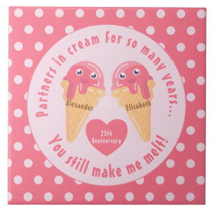 Ice Cream Scoops Cute Romantic Valentijnsdag Tegeltje