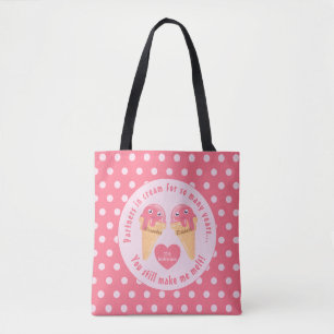 Ice Cream Scoops Cute Romantic Valentijnsdag Tote Bag