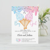 Ice Cream Scoops Gender Reveal invitation. Kaart (Staand voorkant)