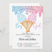Ice Cream Scoops Gender Reveal invitation. Kaart (Voorkant / Achterkant)