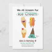 Ice Cream Scoops Kids uitnodigingen voor verjaarda (Voorkant)