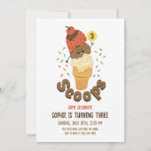 Ice Cream Scoops Kinder 3e Verjaardagsfeestje Invi Kaart (Voorkant)