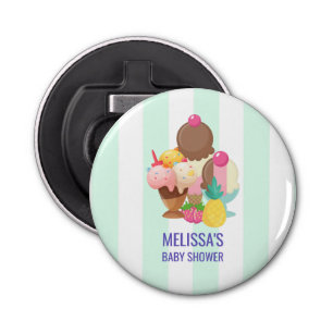 Ice Cream Scoops met Sprinkles Baby shower Button Flesopener