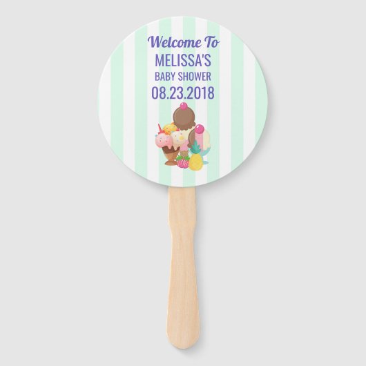 Ice Cream Scoops met Sprinkles Baby shower Handwaaier (Voorkant)