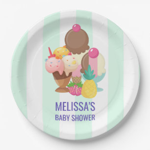 Ice Cream Scoops met Sprinkles Baby shower Papieren Bordje