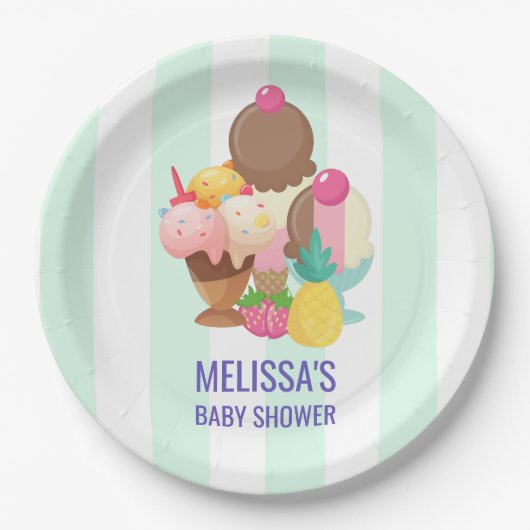 Ice Cream Scoops met Sprinkles Baby shower Papieren Bordje (Voorkant)