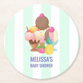 Ice Cream Scoops met Sprinkles Baby shower Ronde Kartonnen Onderzetter