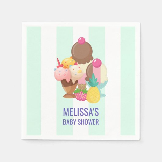Ice Cream Scoops met Sprinkles Baby shower Servet (Voorkant)