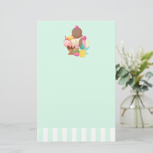 Ice Cream Scoops met Sprinkles Briefpapier (Staand voorkant)