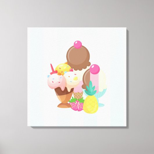 Ice Cream Scoops met Sprinkles Canvas Afdruk (Voorkant)