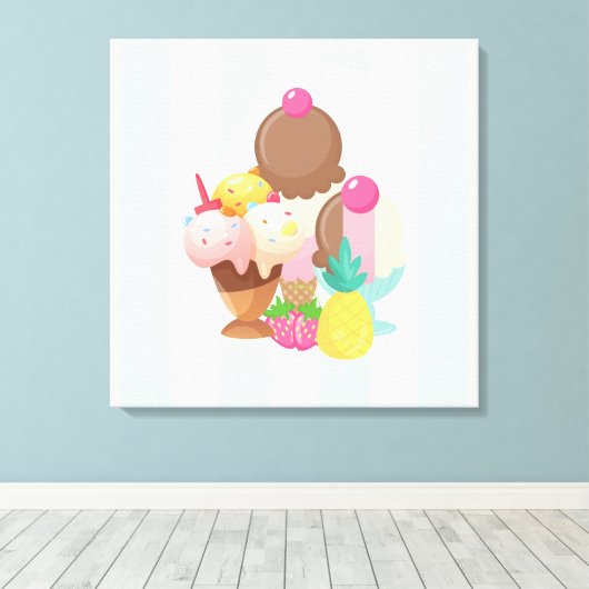 Ice Cream Scoops met Sprinkles Canvas Afdruk (Insitu (Houten vloer))