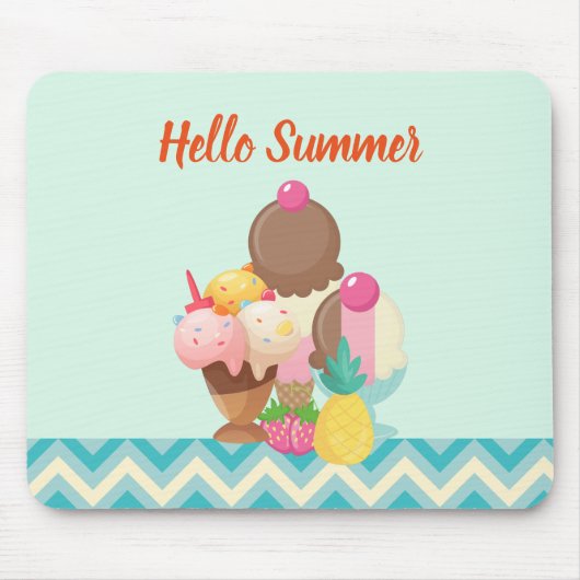 Ice Cream Scoops met Sprinkles Hallo Summer Muismat (Voorkant)