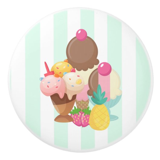 Ice Cream Scoops met Sprinkles Keramische Knop (Voorkant)