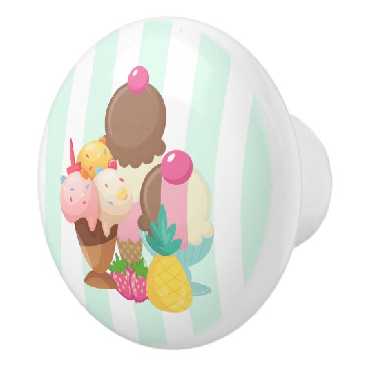 Ice Cream Scoops met Sprinkles Keramische Knop (Rechts)