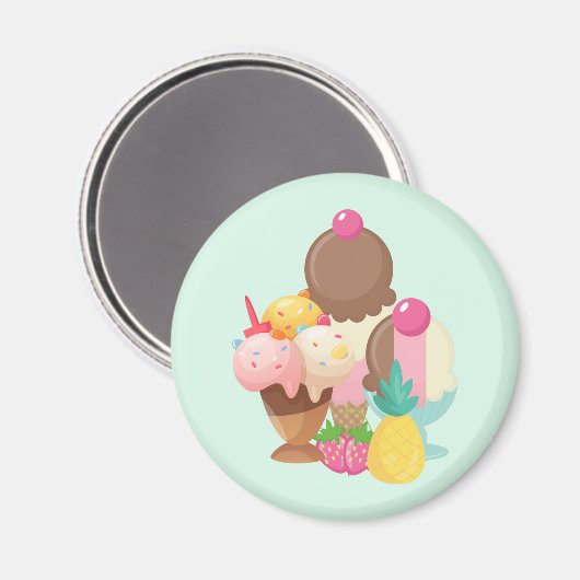Ice Cream Scoops met Sprinkles Magneet (Voorkant / Achterkant)
