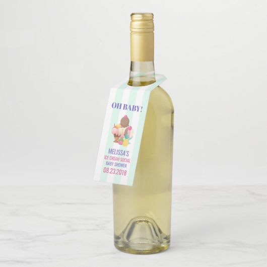 Ice Cream Scoops met Sprinkles Oh Baby! Flessenhanger (Schuin)