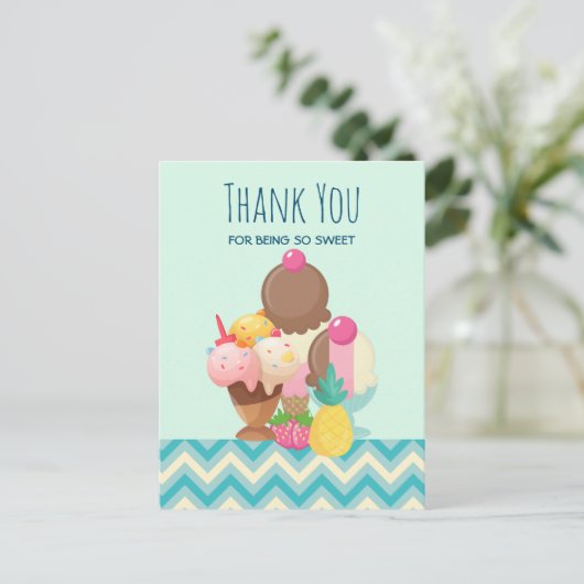 Ice Cream Scoops met Sprinkles Party Dank u Briefkaart (Staand voorkant)