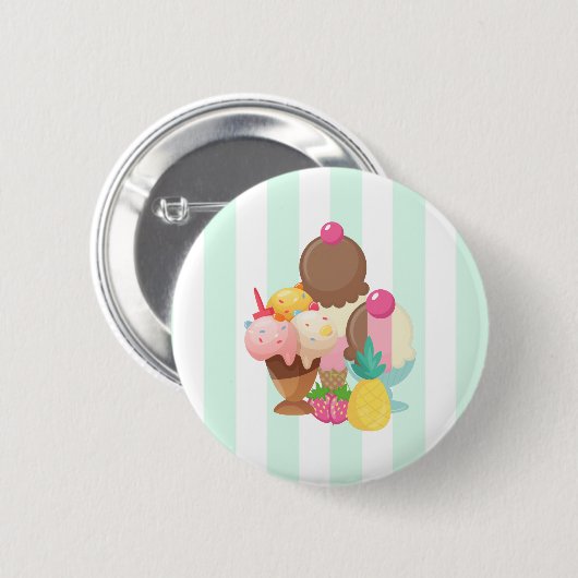 Ice Cream Scoops met Sprinkles Ronde Button 5,7 Cm (Voorkant /achterkant)
