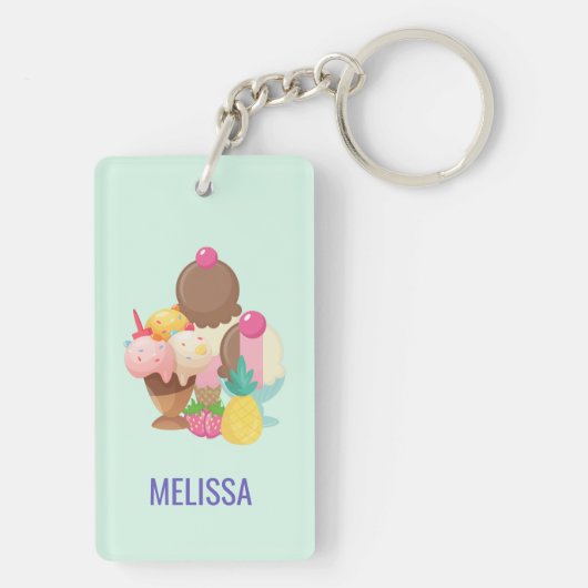 Ice Cream Scoops met Sprinkles Sleutelhanger (achterkant)