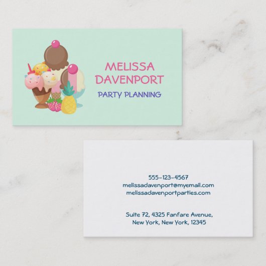 Ice Cream Scoops met Sprinkles Visitekaartje (Voorkant / Achterkant)