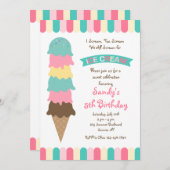 Ice Cream Scoops uitnodiging (Voorkant / Achterkant)