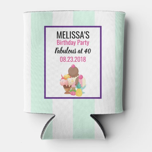 Ice Cream Scoops Verjaardagsfeest Blikjeskoeler (Voorkant)