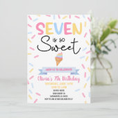 Ice Cream Seven is zo lief 7e verjaardagsfeest Kaart (Staand voorkant)