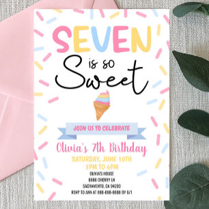 Ice Cream Seven is zo lief 7e verjaardagsfeest Kaart