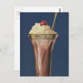 Ice Cream Shake, met schroefdraad en kers Briefkaart (Voorkant / Achterkant)
