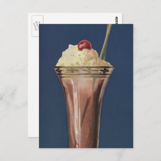 Ice Cream Shake, met schroefdraad en kers Briefkaart (Voorkant / Achterkant)