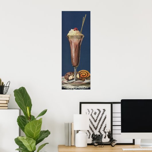 Ice Cream Shake, met schroefdraad en kers Poster (Thuiskantoor)
