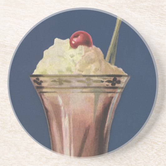  Ice Cream Shake, met schroefdraad en kers Zandsteen Onderzetter (Voorkant)