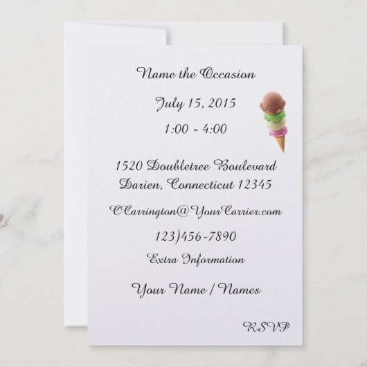 Ice Cream Sherbet Uitnodiging - SRF (Achterkant)