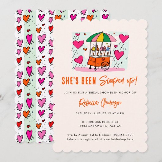 Ice Cream She's been scooped up Pink Bridal Shower Kaart (Voorkant / Achterkant)