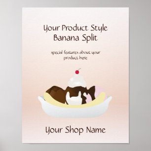 Ice Cream Shop Banana Split Product Sign Poster