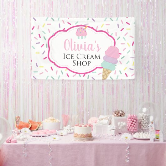 Ice Cream Shop Birthday Party Spandoek (Feest)