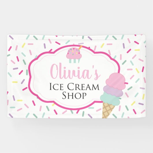 Ice Cream Shop Birthday Party Spandoek (Horizontaal)