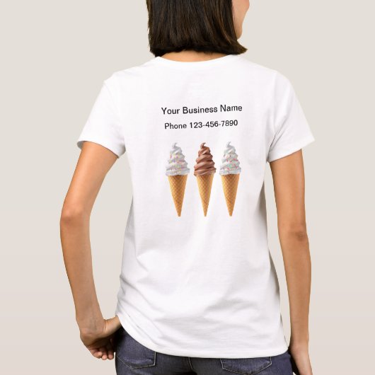 Ice Cream Shop Business Work Shirten T-shirt (Achterkant)