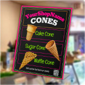 Ice Cream Shop Cone Beschrijving Menu Reclamebord Met Voetstuk