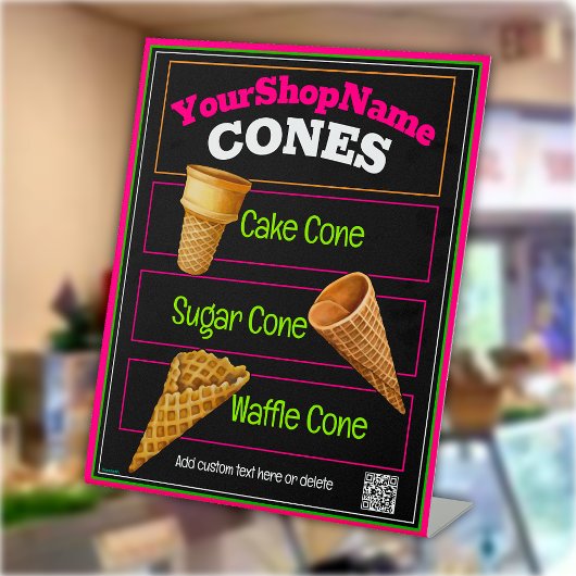 Ice Cream Shop Cone Beschrijving Menu Reclamebord Met Voetstuk