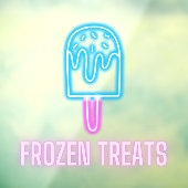 Ice Cream Shop Frozen Behandelt Neon Raamsticker (Vel 3)