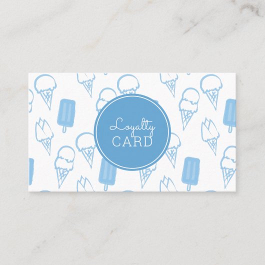 Ice Cream Shop Hand Painted Blue Loyalty Kaart Visitekaartje (Voorkant)