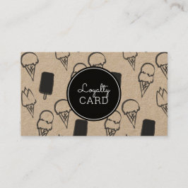 Ice Cream Shop Hand Painted Kraft Loyalty Kaart Visitekaartje