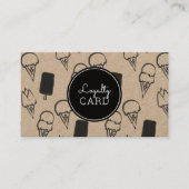Ice Cream Shop Hand Painted Kraft Loyalty Kaart Visitekaartje (Voorkant)